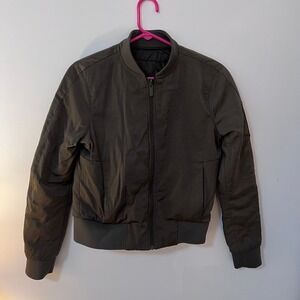 Lululemon Women's Reversible Bomber Jacket Dark Green Full Zip Activewear Size 6